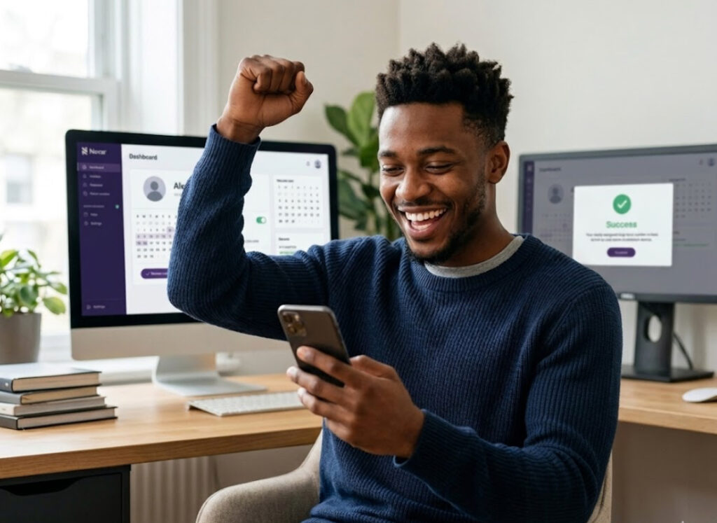 Simeon is very happy after successfully getting a long term virtual number on Nexar