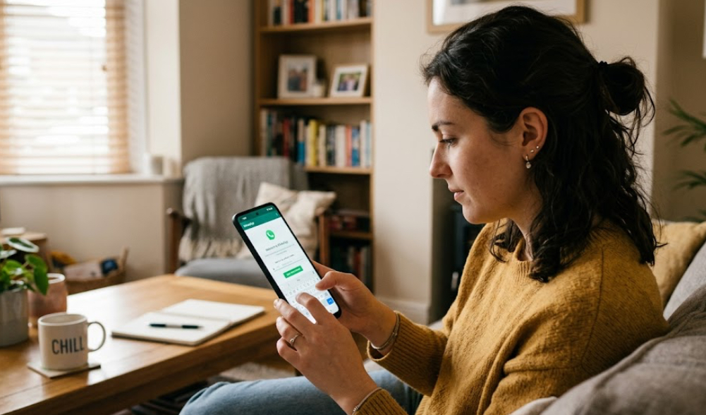 A woman trying to get her virtual number for WhatsApp verification