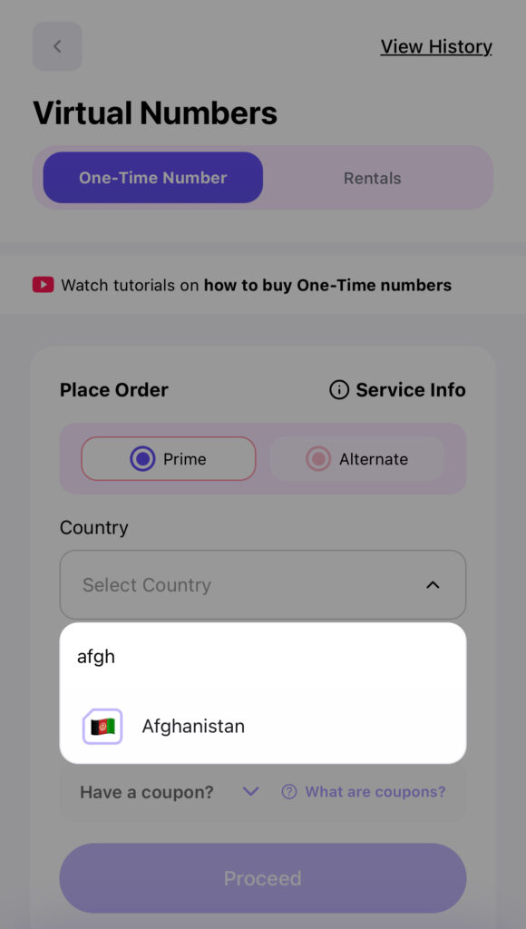 A user getting an Afghanistan virtual number in Nigeria through Nexar 