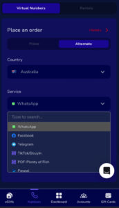 Get otp from an Australian virtual number on Nexar 