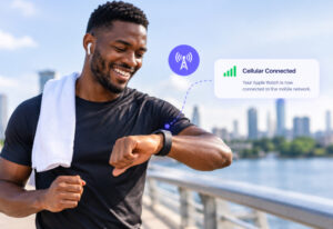 A runner happy after connecting his esim for Apple Watch